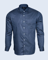 MIRAGE NAVY BLUE PRINTED ROYAL OXFORD COTTON SHIRT