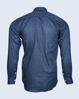 MIRAGE NAVY BLUE PRINTED ROYAL OXFORD COTTON SHIRT