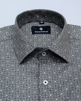 MIST GRAY WITH JELLY BEAN BLUE SOFT PREMIUM  PRINTED COTTON SHIRT