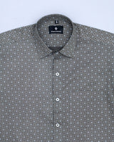 MIST GRAY WITH JELLY BEAN BLUE SOFT PREMIUM  PRINTED COTTON SHIRT