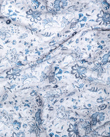 BRIGHT WHITE WITH MARINER BLUE DISTY FLORAL DOBBY TEXTURED PREMIUM GIZA COTTON SHIRT