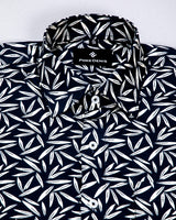 JADE BLACK AND WHITE FLORAL PRINTED PREMIUM COTTON SHIRT