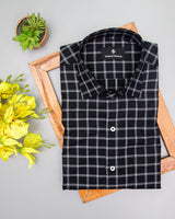 JADE BLACK CHECKED PREMIUM COTTON SHIRT