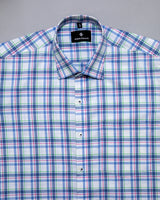 Gant Green Bright White &  Pink-Green Multicolored Plaid Royal Oxford Checks Premium Cotton Shirt