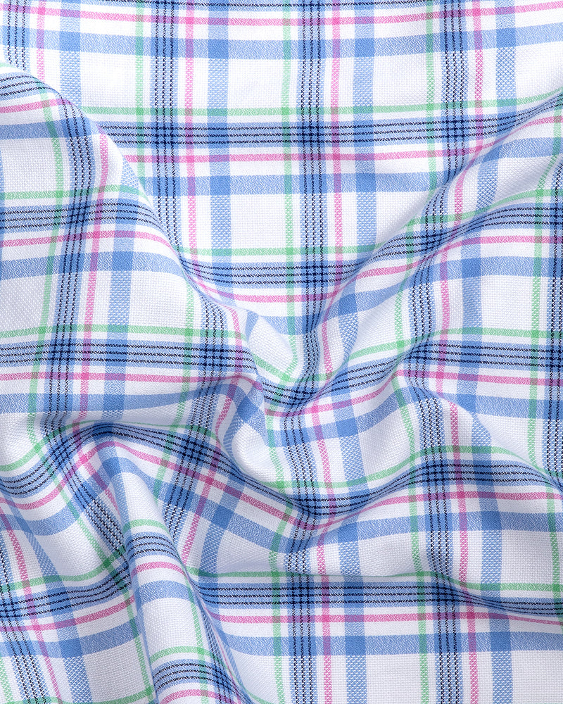 Gant Green Bright White &  Pink-Green Multicolored Plaid Royal Oxford Checks Premium Cotton Shirt