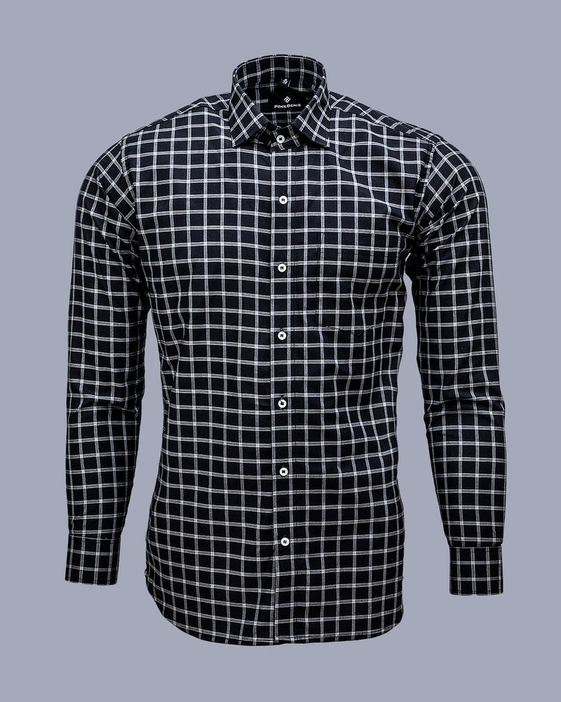 JADE BLACK CHECKED PREMIUM COTTON SHIRT