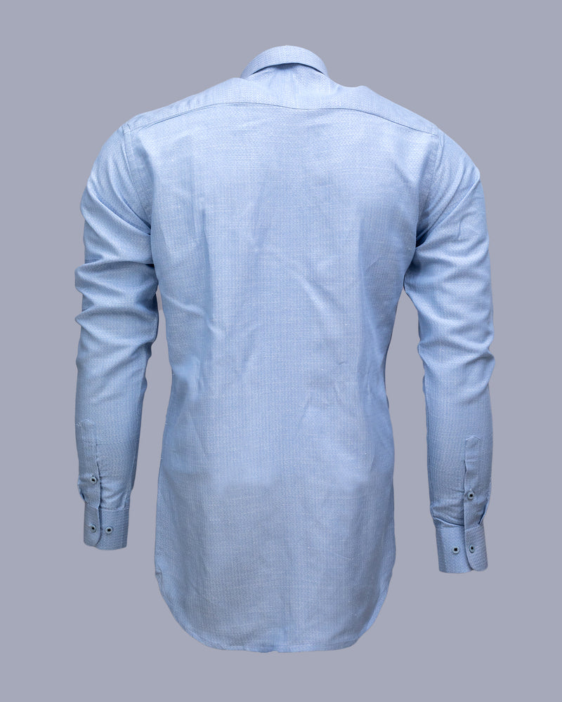 WATER BLUE DOBBY TEXTURED SUPPER SOFT GIZA COTTON SHIRT