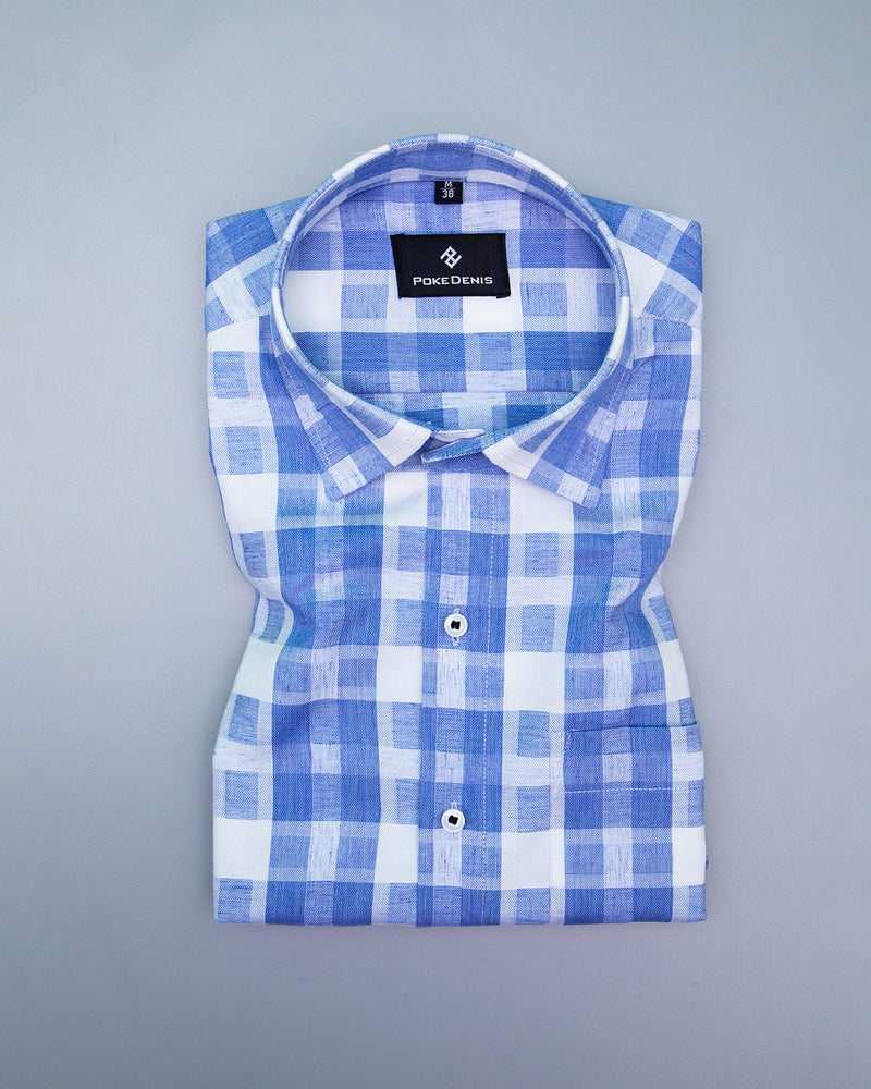 CANVAS LIGHT BLUE WITH WHITE CHECK SOFT COTTON SHIRT