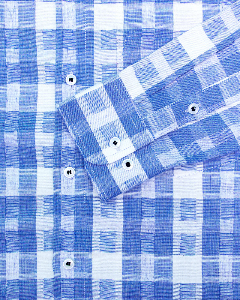 CANVAS LIGHT BLUE WITH WHITE CHECK SOFT COTTON SHIRT