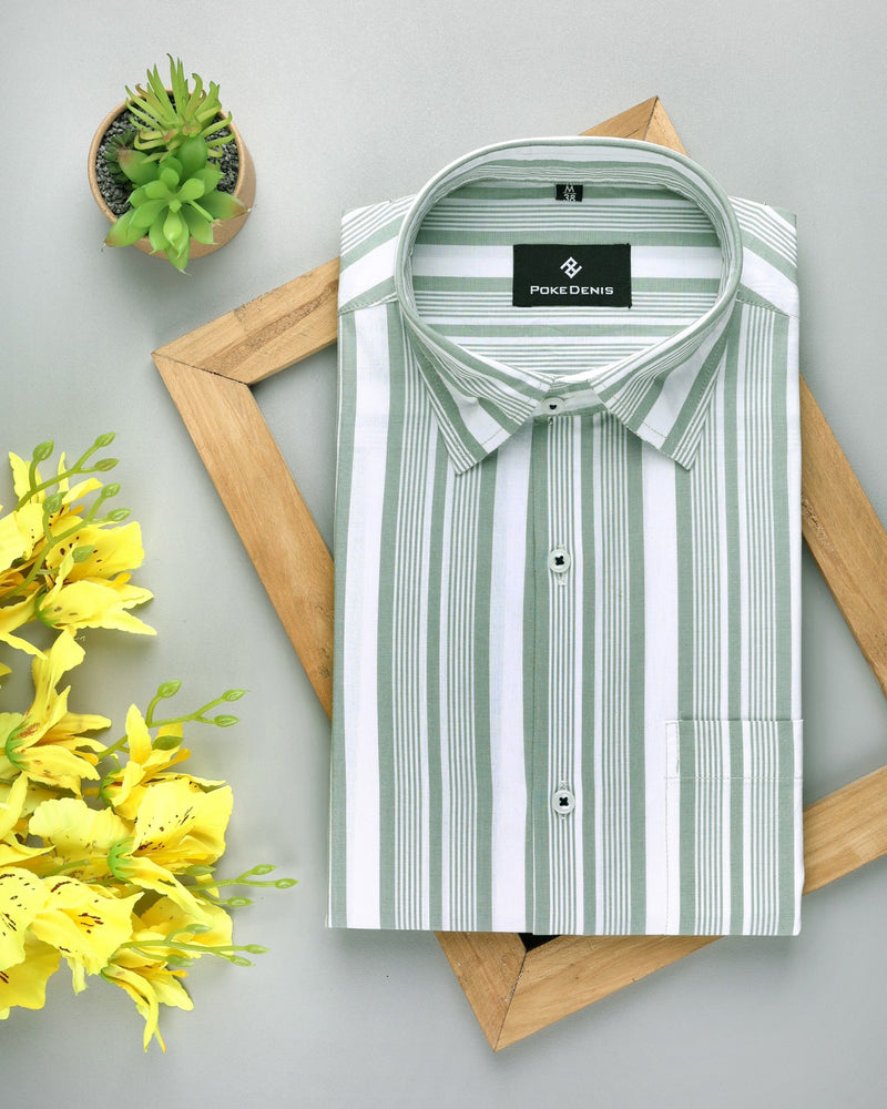 SUPPLE GREEN STRIPED SOFT COTTON SHIRT