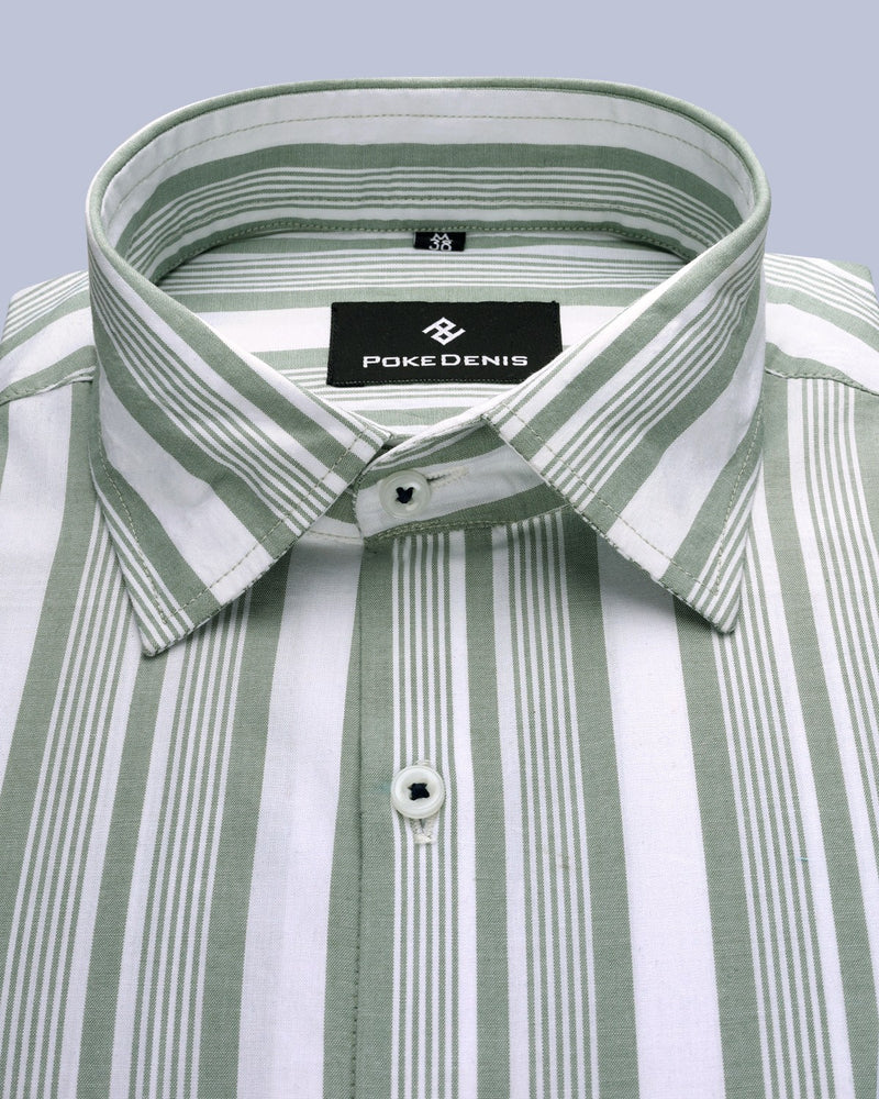 SUPPLE GREEN STRIPED SOFT COTTON SHIRT