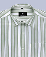 SUPPLE GREEN STRIPED SOFT COTTON SHIRT