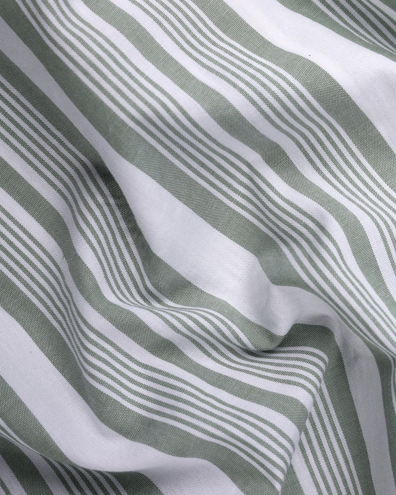 SUPPLE GREEN STRIPED SOFT COTTON SHIRT