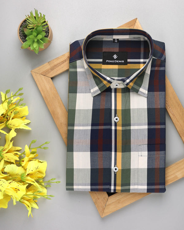 BLUE-GRAY IN CRAVEN PLAID PREMIUM COTTON SHIRT