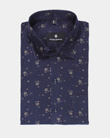 amazing blue with golden flower printed shirt