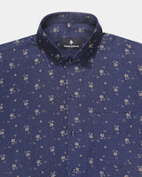 amazing blue with golden flower printed shirt