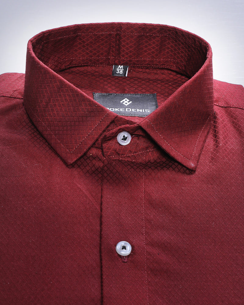 Maroon Jacquard Dobby premium Cotton Shirt