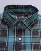 Bottal Green With Multicolor Check Cotton Shirt