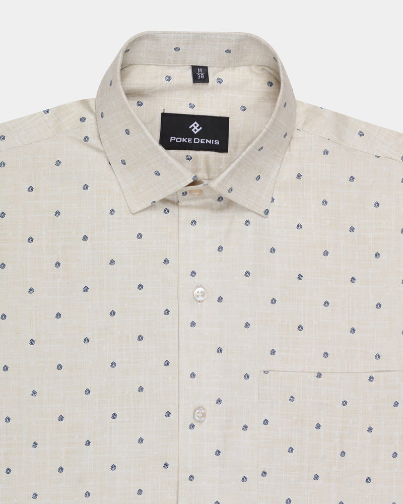 designed cream printed shirt