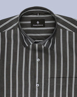 BLACK WITH GREY STRIPED SOFT COTTON SHIRT