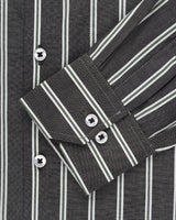 BLACK WITH GREY STRIPED SOFT COTTON SHIRT