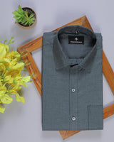 DARK GREEN DOTTED DOBBY  COTTON SHIRT