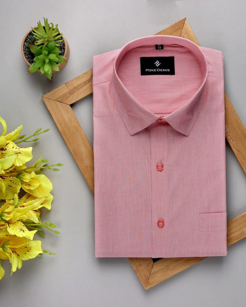 LUMINAIRE PEACH STRIPED OXFORD SHIRT