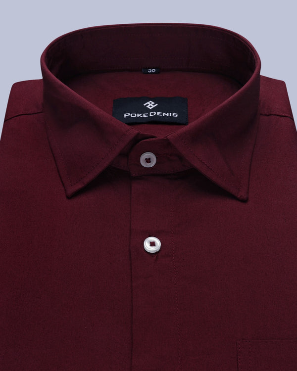 ELEGANT MAROON PLAIN TWILL PREMIUM COTTON SHIRT