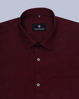 ELEGANT MAROON PLAIN TWILL PREMIUM COTTON SHIRT