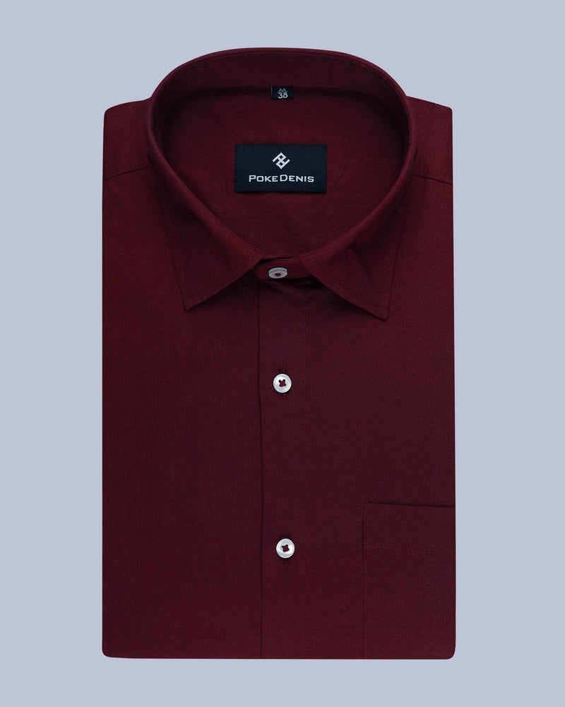 ELEGANT MAROON PLAIN TWILL PREMIUM COTTON SHIRT