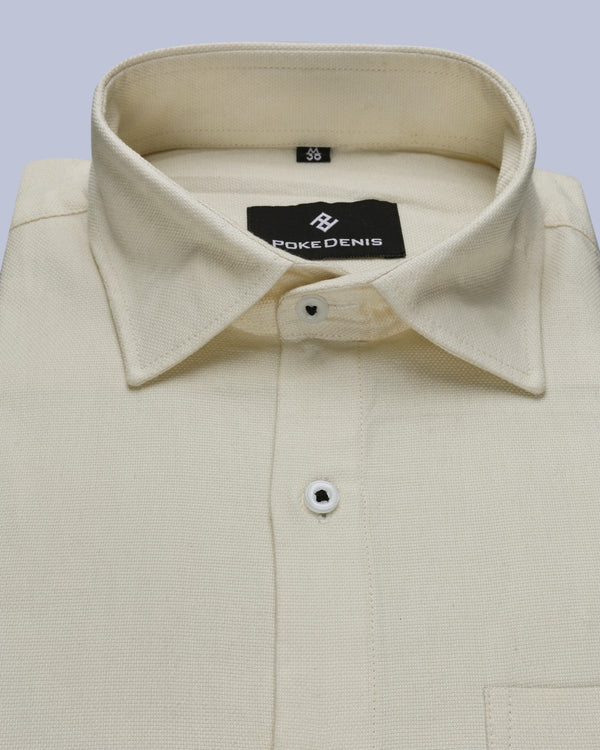 LIGHT YELLOW GIZA BIRD EYE PREMIUM COTTON SHIRT