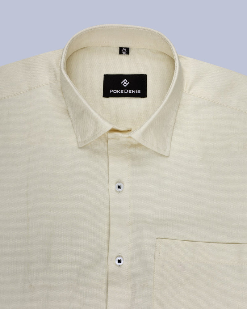 LIGHT YELLOW GIZA BIRD EYE PREMIUM COTTON SHIRT