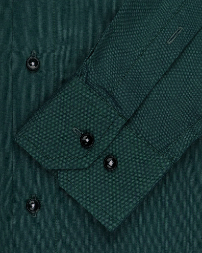 Dark Green Twill Cotton Stuff Premium Cotton Button Down Men Shirt