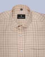 LIGHT BROWN CHECKS LUXURIOUS COTTON SHIRT