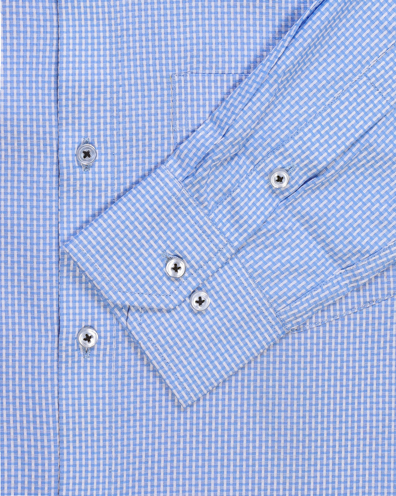 Sky-Blue Dotted Premium Cotton Shirt