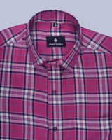 PINK WITH WHITE PLAID SOFT COTTON SHIRT