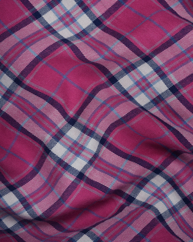 PINK WITH WHITE PLAID SOFT COTTON SHIRT