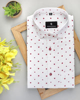 WHITE WITH FLOWER PRINTED OXFORD SHIRT