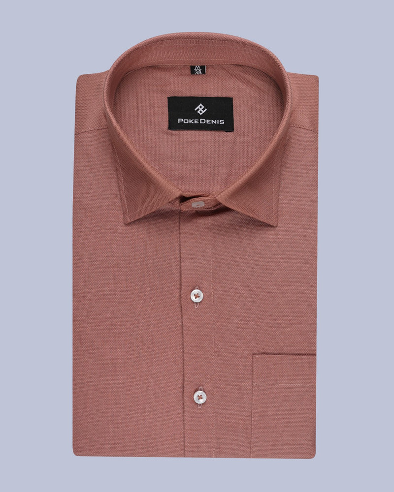 RUST PEACH PLAIN PREMIUM COTTON SHIRT