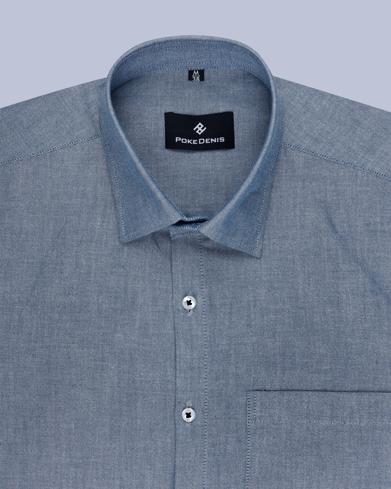 SEA BLUE PLAIN OXFORD LUXURIOUS COTTON SHIRT