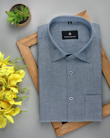 SEA BLUE PLAIN OXFORD LUXURIOUS COTTON SHIRT