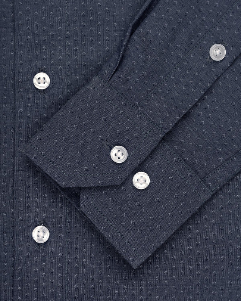 DARK-BLUE SMALL DOTTED DOBBY PREMIUM COTTON SHIRT