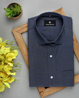 DARK-BLUE SMALL DOTTED DOBBY PREMIUM COTTON SHIRT