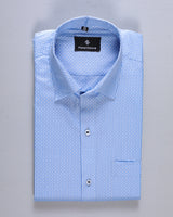 Sky-Blue Dotted Premium Cotton Shirt