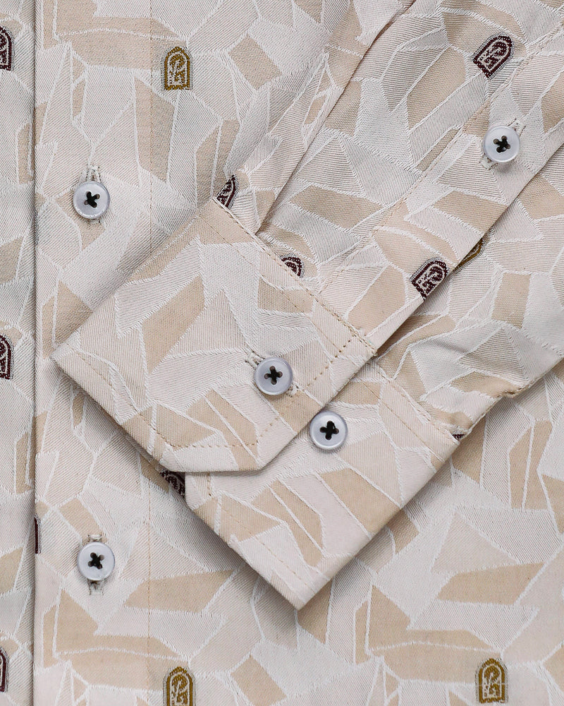 CREAM GREY DESIGN PREMIUM JACQUARD GIZA COTTON SHIRT