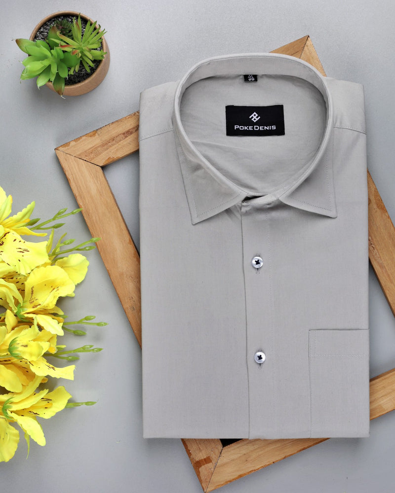 CLOUD GREY LUXURIOUS OXFORD COTTON SHIRT