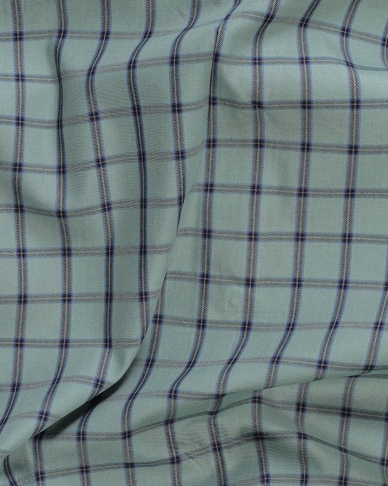 Verdant Green With Blue Checks Premium Cotton Shirt