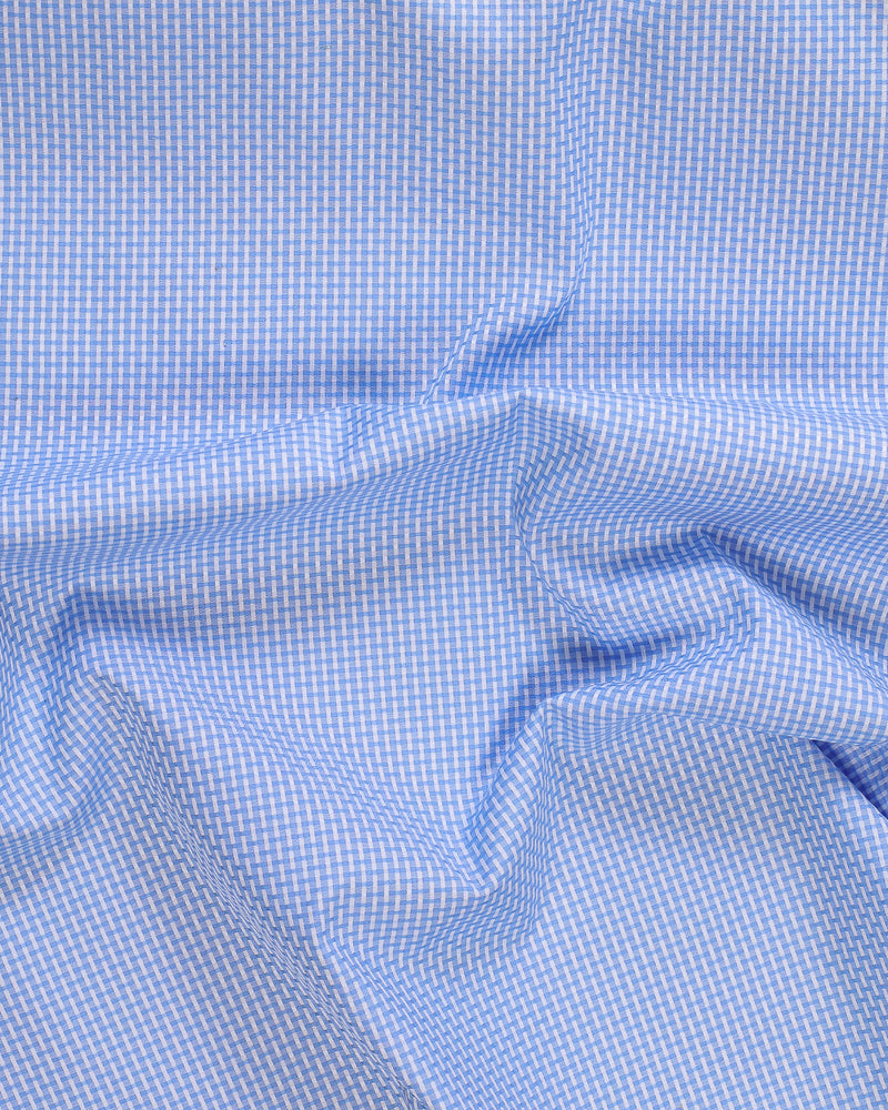 Sky-Blue Dotted Premium Cotton Shirt