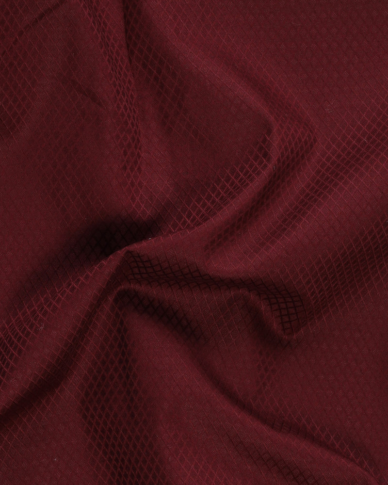 Maroon Jacquard Dobby premium Cotton Shirt