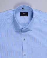 Sky-Blue Dotted Premium Cotton Shirt